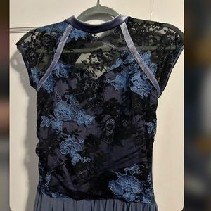 Blue and Black lace dance dress tutu costume